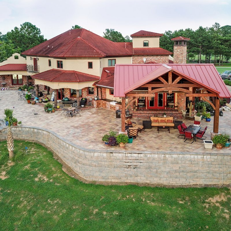 Custom The Granada Pavilion (Options: 28 ft x 26 ft, Douglas-fir, Hurricane Anchors, Coffee-Stain Premium Sealant). Note: Custom dormer added by customer request. Photo Courtesy of T. Wilsford of Montgomery, Alabama. Custom The Granada Pavilion (Options: 28 ft x 26 ft, Douglas-fir, Hurricane Anchors, Coffee-Stain Premium Sealant). Note: Custom dormer added by customer request. Photo Courtesy of T. Wilsford of Montgomery, Alabama.