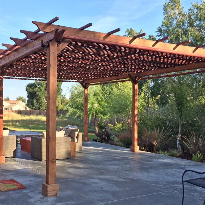 The Lattice Pergola Kit Custom Made From Redwood