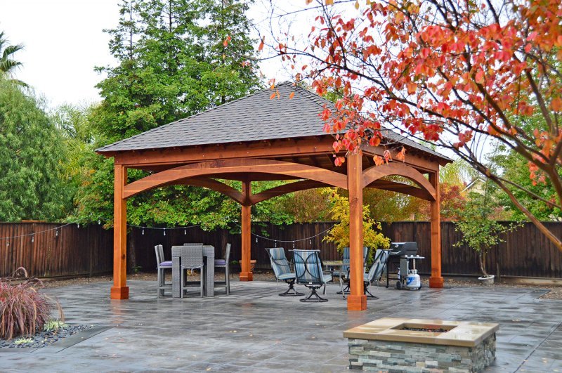 The Loreto Pavilion (Options: 20ft L x 20ft W, No Privacy Panels, California Redwood, 10ft H, Electrical Wiring for 2 Posts, 4-Post Anchor Kit for Gale Wind, No Post Decorative Trim, 1 Ceiling Fan Base, No Curtain Rods, Transparent Premium Sealant.). The Loreto Pavilion (Options: 20ft L x 20ft W, No Privacy Panels, California Redwood, 10ft H, Electrical Wiring for 2 Posts, 4-Post Anchor Kit for Gale Wind, No Post Decorative Trim, 1 Ceiling Fan Base, No Curtain Rods, Transparent Premium Sealant.).