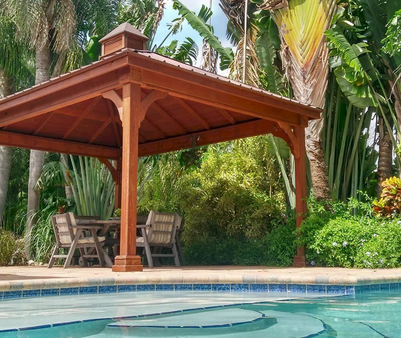 The Loreto Pavilion ( Custom Options: 20ft L x 20ft W, No Privacy Panels, California Redwood, 10ft H, No Electrical Wiring, No Anchor Kits or Trim Boxes, No Post Decorative Trim, No Ceiling Fan Base, No Curtain Rods, Transparent Premium Sealant.). The Loreto Pavilion ( Custom Options: 20ft L x 20ft W, No Privacy Panels, California Redwood, 10ft H, No Electrical Wiring, No Anchor Kits or Trim Boxes, No Post Decorative Trim, No Ceiling Fan Base, No Curtain Rods, Transparent Premium Sealant.).