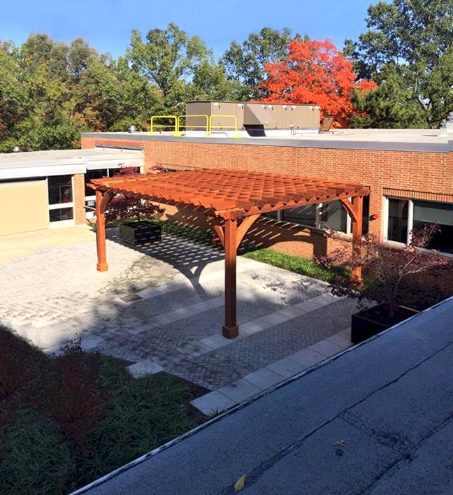 The Montvale Pergola (Options: 24' x 18', California Redwood, Post Anchoring for Gale-Wind, Pergola with Only 4 Posts Instead of 6 by Custom Request, No Ceiling Fan Base, No Curtain Rods, No Privacy Panels, 10' Post, Transparent Premium Sealant). Photo Courtesy of J. Cipolla of New Brunswick, New Jersey. The Montvale Pergola (Options: 24' x 18', California Redwood, Post Anchoring for Gale-Wind, Pergola with Only 4 Posts Instead of 6 by Custom Request, No Ceiling Fan Base, No Curtain Rods, No Privacy Panels, 10' Post, Transparent Premium Sealant). Photo Courtesy of J. Cipolla of New Brunswick, New Jersey.