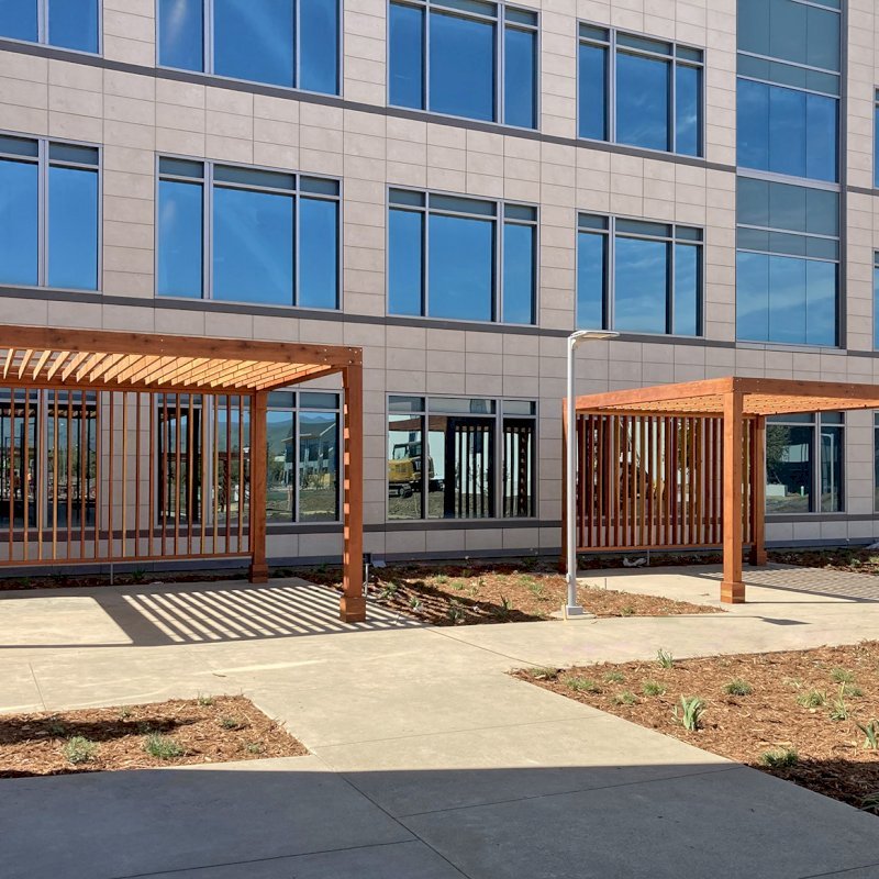 The Silverado Modern Pergolas (Options: 16' L, 16' W, 8" Roof Rafter Spacing, California Redwood, 10.5' H Posts, 4-Post Anchor kit for Concrete, with 1 Custom Panel, Transparent Premium Sealant). Photo Courtesy of S. Barragan of Milpitas, California. The Silverado Modern Pergolas (Options: 16' L, 16' W, 8" Roof Rafter Spacing, California Redwood, 10.5' H Posts, 4-Post Anchor kit for Concrete, with 1 Custom Panel, Transparent Premium Sealant). Photo Courtesy of S. Barragan of Milpitas, California.