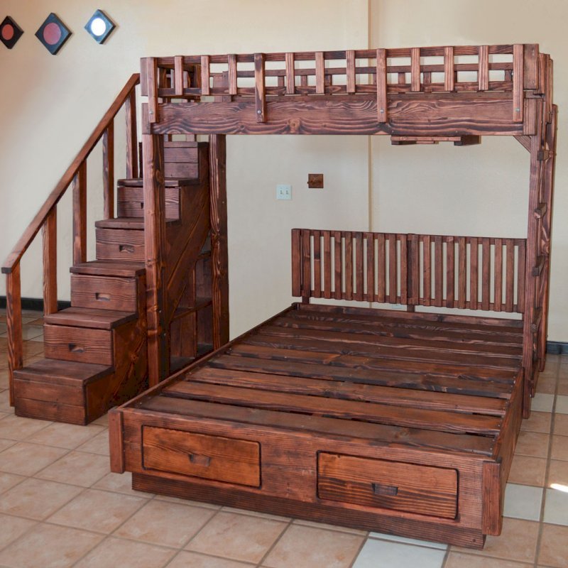 bunk bed with queen on bottom
