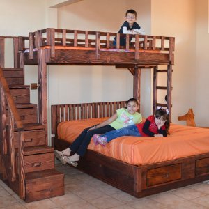 The Stairway Wooden Bunk Beds Forever Redwood