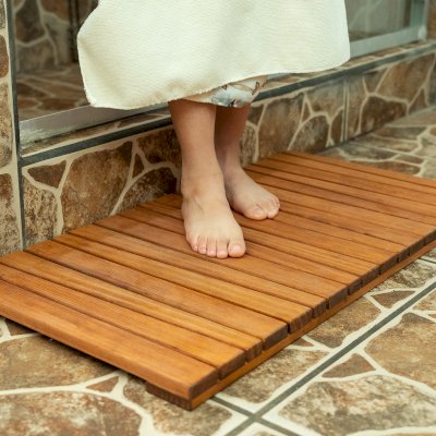 The Sturdy Bathroom Mat (Options: Mature Redwood, Transparent Premium Sealant).