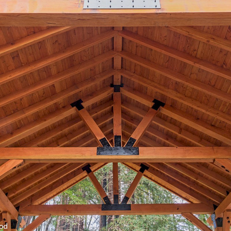 The Thick Timber Toledo Wood Pavilions (Options: 28' L x 24' W, Douglas-fir, 6-Post Anchor Kit for Gale-Wind, No Electrical Wiring Trims, 10 x 10 Supports and Posts, 10 x 10 Rafters, No Fan Base, Transparent Premium Sealant). Photo Courtesy of M. Prosise of Napa, California. The Thick Timber Toledo Wood Pavilions (Options: 28' L x 24' W, Douglas-fir, 6-Post Anchor Kit for Gale-Wind, No Electrical Wiring Trims, 10 x 10 Supports and Posts, 10 x 10 Rafters, No Fan Base, Transparent Premium Sealant). Photo Courtesy of M. Prosise of Napa, California.