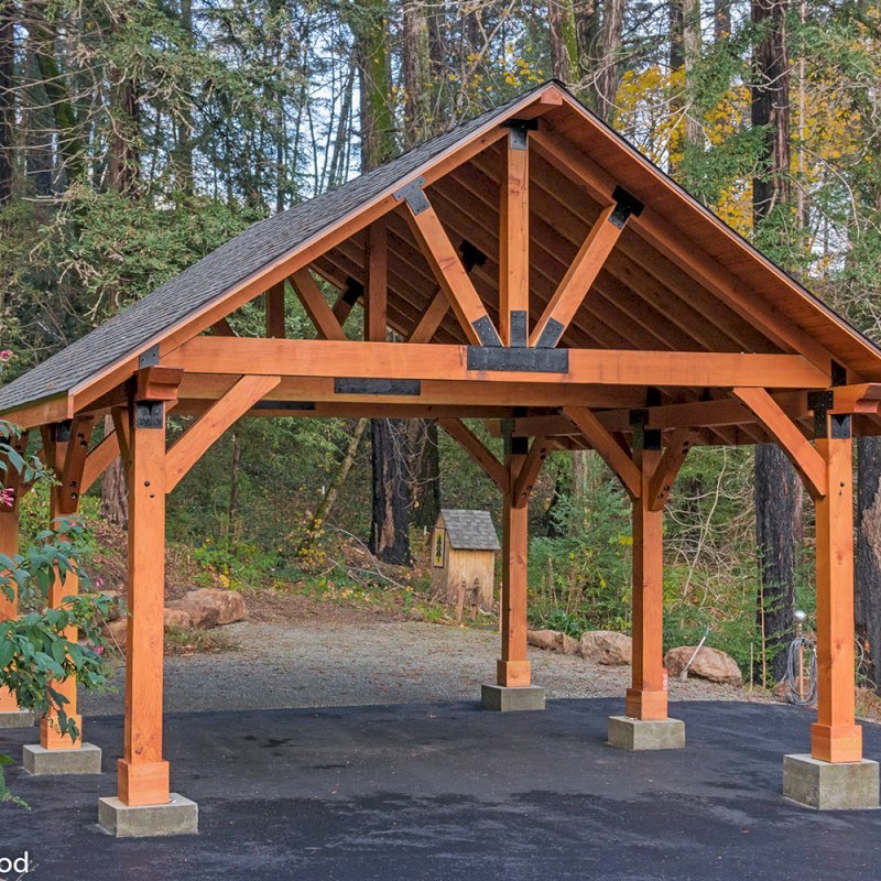 The Thick Timber Toledo Wood Pavilions (Options: 28' L x 24' W, Douglas-fir, 6-Post Anchor Kit for Gale-Wind, No Electrical Wiring Trims, 10 x 10 Supports and Posts, 10 x 10 Rafters, No Fan Base, Transparent Premium Sealant). Photo Courtesy of M. Prosise of Napa, California. The Thick Timber Toledo Wood Pavilions (Options: 28' L x 24' W, Douglas-fir, 6-Post Anchor Kit for Gale-Wind, No Electrical Wiring Trims, 10 x 10 Supports and Posts, 10 x 10 Rafters, No Fan Base, Transparent Premium Sealant). Photo Courtesy of M. Prosise of Napa, California.