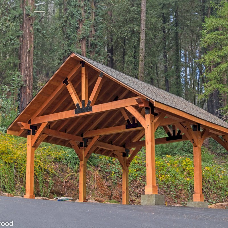 The Thick Timber Toledo Wood Pavilions (Options: 28' L x 24' W, Douglas-fir, 6-Post Anchor Kit for Gale-Wind, No Electrical Wiring Trims, 10 x 10 Supports and Posts, 10 x 10 Rafters, No Fan Base, Transparent Premium Sealant). Photo Courtesy of M. Prosise of Napa, California. The Thick Timber Toledo Wood Pavilions (Options: 28' L x 24' W, Douglas-fir, 6-Post Anchor Kit for Gale-Wind, No Electrical Wiring Trims, 10 x 10 Supports and Posts, 10 x 10 Rafters, No Fan Base, Transparent Premium Sealant). Photo Courtesy of M. Prosise of Napa, California.