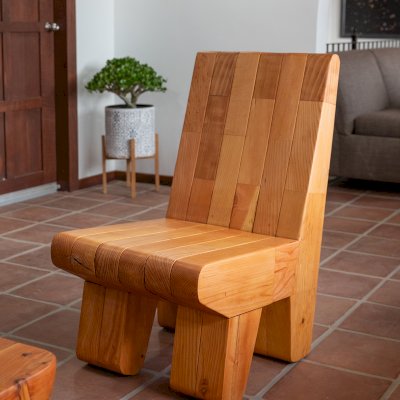 The Titanic Timber Throne (Options: Mosaic Douglas, No Cushion, Transparent Premium Sealant).