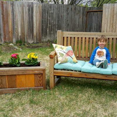 Ti Amo Benches (Options: 4 ft, Custom Engraving, Transparent Premium Sealant). Photo Courtesy of Rebecca Rasmussen of Anchorage, Alaska. 