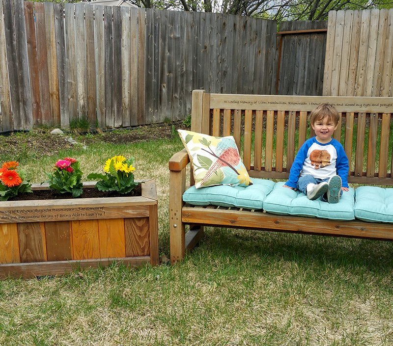 Ti Amo Benches (Options: 4 ft, Custom Engraving, Transparent Premium Sealant). Photo Courtesy of Rebecca Rasmussen of Anchorage, Alaska. Ti Amo Benches (Options: 4 ft, Custom Engraving, Transparent Premium Sealant). Photo Courtesy of Rebecca Rasmussen of Anchorage, Alaska.