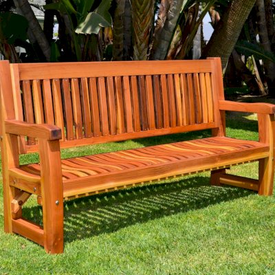 Ti Amo Benches (Options: 6 ft, California Redwood, No Cushion, No Engraving, Transparent Premium Sealant).