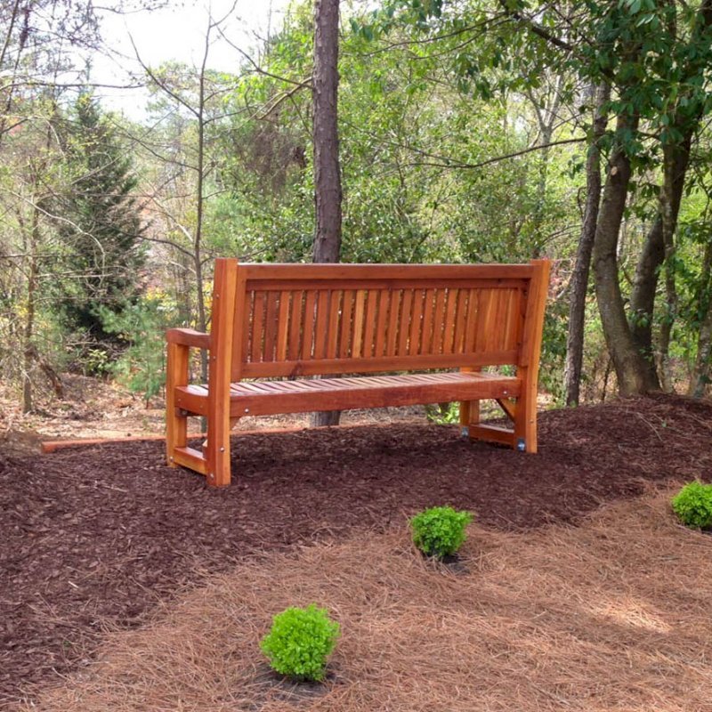 Ti Amo Benches (Options: 6 ft, California Redwood, No Cushion, No Engraving, Transparent Premium Sealant). Photo Courtesy of Jeffrey Hill of Roswell, Georgia. Ti Amo Benches (Options: 6 ft, California Redwood, No Cushion, No Engraving, Transparent Premium Sealant). Photo Courtesy of Jeffrey Hill of Roswell, Georgia.