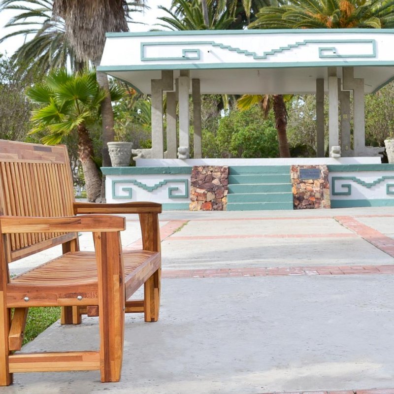 Ti Amo Memorial Benches (Options: 5 ft, Mosaic Eco-Wood, No Cushion, No Engraving, Transparent Premium Sealant). Custom detail - customer requested seat and backrest slats in Redwood. Ti Amo Memorial Benches (Options: 5 ft, Mosaic Eco-Wood, No Cushion, No Engraving, Transparent Premium Sealant). Custom detail - customer requested seat and backrest slats in Redwood.