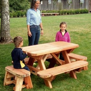 Red Wood Home Wear Childrens Wood Picnic Table 