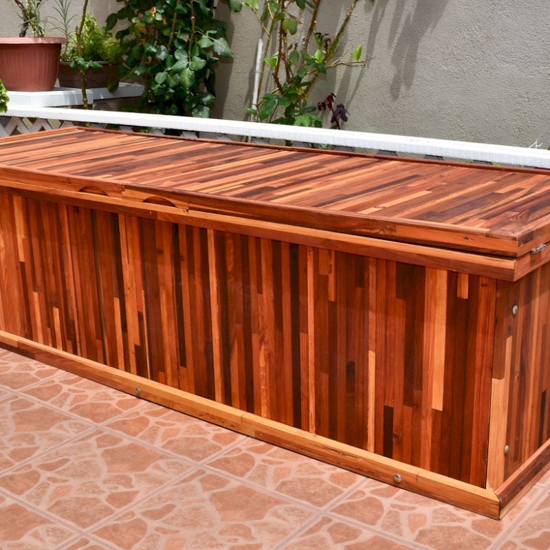 Wooden Storage Bench Forever Redwood