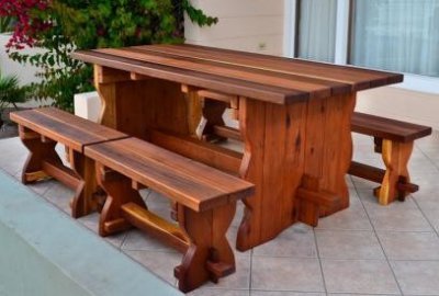 Trestle Natural Wood Outdoor Table