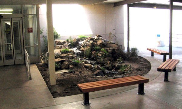 VA Benches (Options: 6 ft, Mature Redwood, Bold Down Legs, No Cushion, No Engraving, Transparent Premium Sealant). Photo Courtesy of the Fresno Veteran's Administration Hospital in Fresno, CA. VA Benches (Options: 6 ft, Mature Redwood, Bold Down Legs, No Cushion, No Engraving, Transparent Premium Sealant). Photo Courtesy of the Fresno Veteran's Administration Hospital in Fresno, CA.