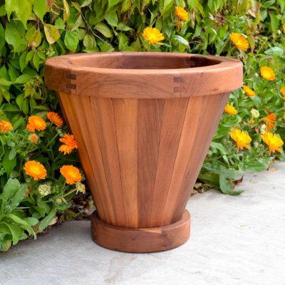 Vase Planter (Options: 8" x 15" x 14", Old-Growth Redwood, Interior and Exterior of Box with Sealant (No Growing Vegetables), Transparent Premium Sealant).