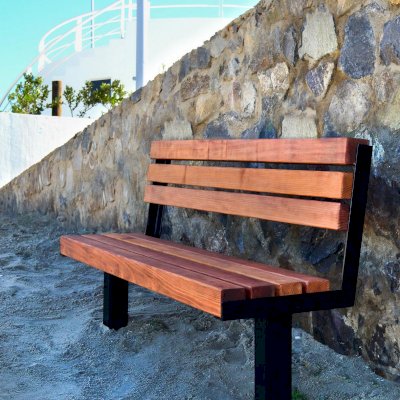 Veterans Wood Bench (Options: 6 ft, Mature Redwood, Extra Long Legs, No Cushion, No Engraving, Transparent Premium Sealant). 