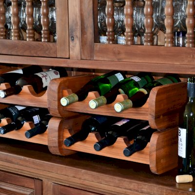2 Wine Racks (Options: 6 Bottle Size, Old-Growth Redwood, Transparent Premium Sealant). 