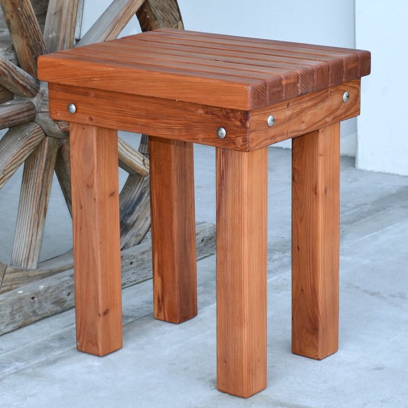 Wood Patio Bench (Options: 1 1/2 ft x 14 1/4 inches W x 21 1/2 inches H, Mature Redwood, No Cushion, No Engraving, Transparent Premium Sealant). Wood Patio Bench (Options: 1 1/2 ft x 14 1/4 inches W x 21 1/2 inches H, Mature Redwood, No Cushion, No Engraving, Transparent Premium Sealant).