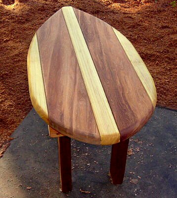 Wood Surfboard Coffee Table (Options: 30" x 18", Old-Growth Redwood and Douglas-Fir, 18" H, Transparent Premium Sealant).