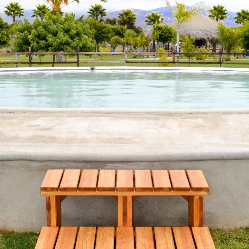 Wooden Spa Step (Options: 36" x 22" x 18H", Douglas-Fir, No Engraving, Transparent Premium Sealant). Wooden Spa Step (Options: 36" x 22" x 18H", Douglas-Fir, No Engraving, Transparent Premium Sealant).