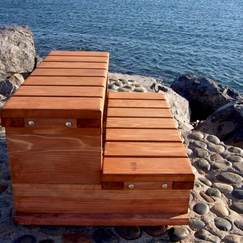 Redwood Spa Steps, Wooden Steps Made of Redwood