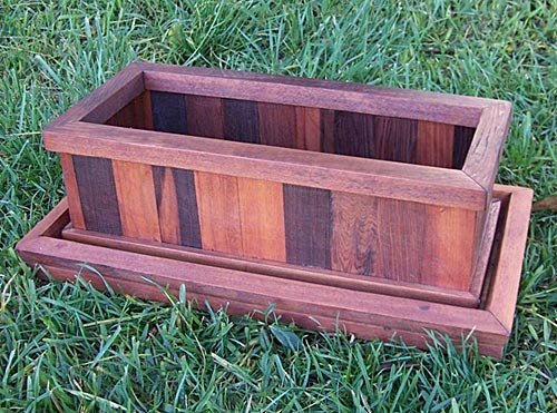 Water Tray and Window Box Planter (Options: Planter 17.5"L x 8.5"W x 8.5"H - Water Tray 21.5"L x 11"W x 1.75"H, Old Growth Redwood, Transparent Premium Sealant). Water Tray and Window Box Planter (Options: Planter 17.5"L x 8.5"W x 8.5"H - Water Tray 21.5"L x 11"W x 1.75"H, Old Growth Redwood, Transparent Premium Sealant).