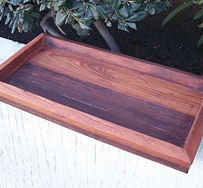 Wooden Water Trays (Options: 1.75"H x 11"W x 21.5"L, Old Growth Redwood, Transparent Premium Sealant). With 7/8" interior height (for Window Box Size 17.5"L x 8.5"W x 8.5"H)