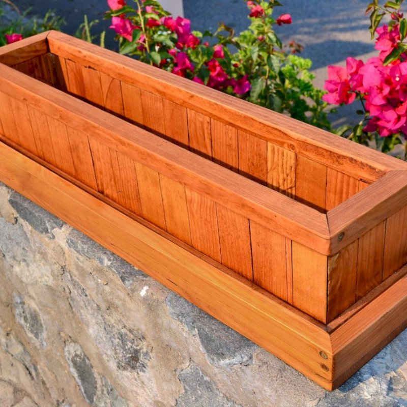 Water Tray and Window Box Planter (Options: Planter 27" L x 7" W x 5.5" H - Water Tray 2" Tall for Planters up to 12" W x 40" L, Douglas-Fir, Transparent Premium Sealant). Water Tray and Window Box Planter (Options: Planter 27" L x 7" W x 5.5" H - Water Tray 2" Tall for Planters up to 12" W x 40" L, Douglas-Fir, Transparent Premium Sealant).