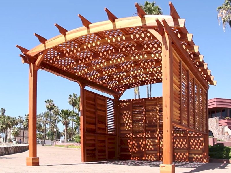 Arched Pergola with Louver Privacy Panels