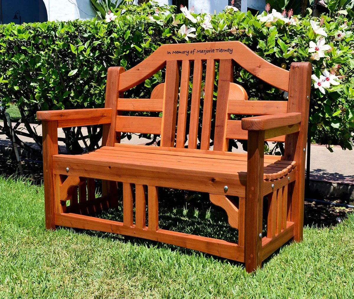 Alan's Engraved Wood Bench