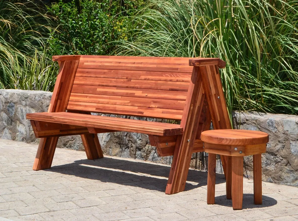 Rustic Redwood Bench