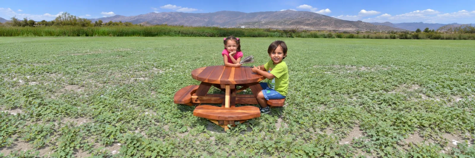Round Wooden Picnic Table for Toddlers