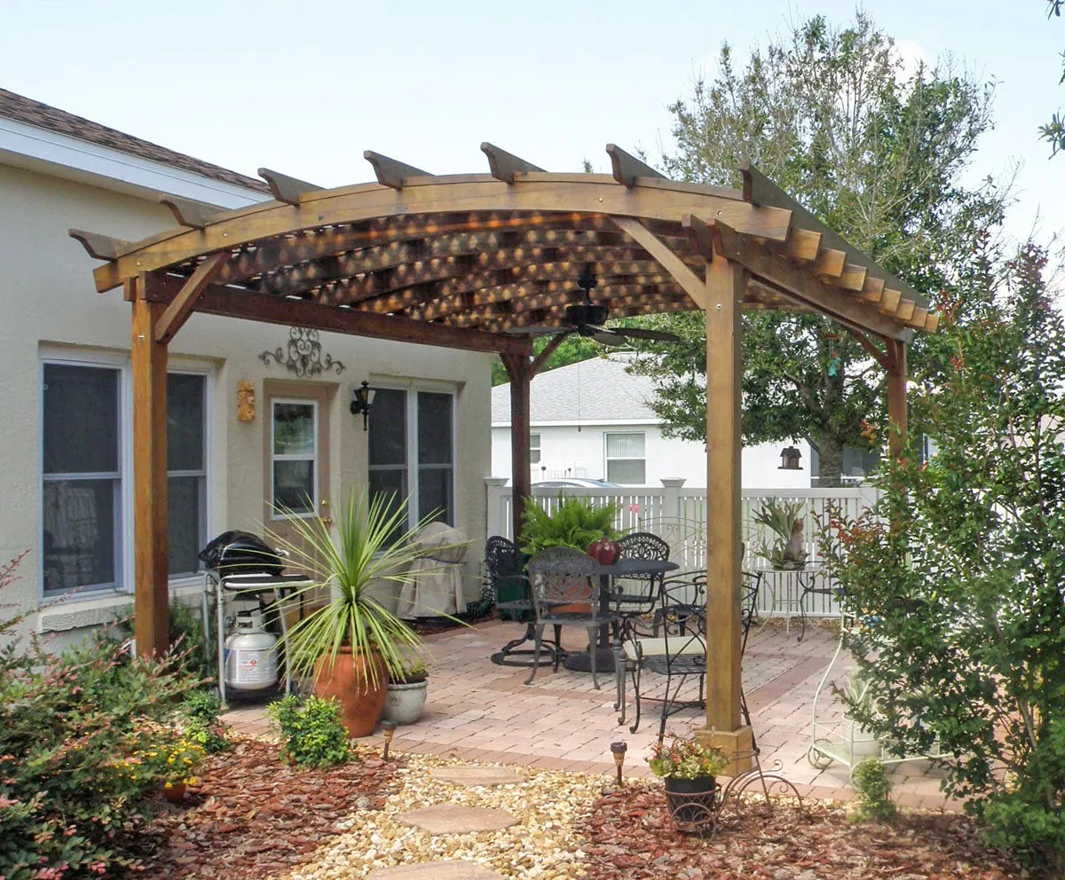 A pergola after 30 months outdoors in Florida.