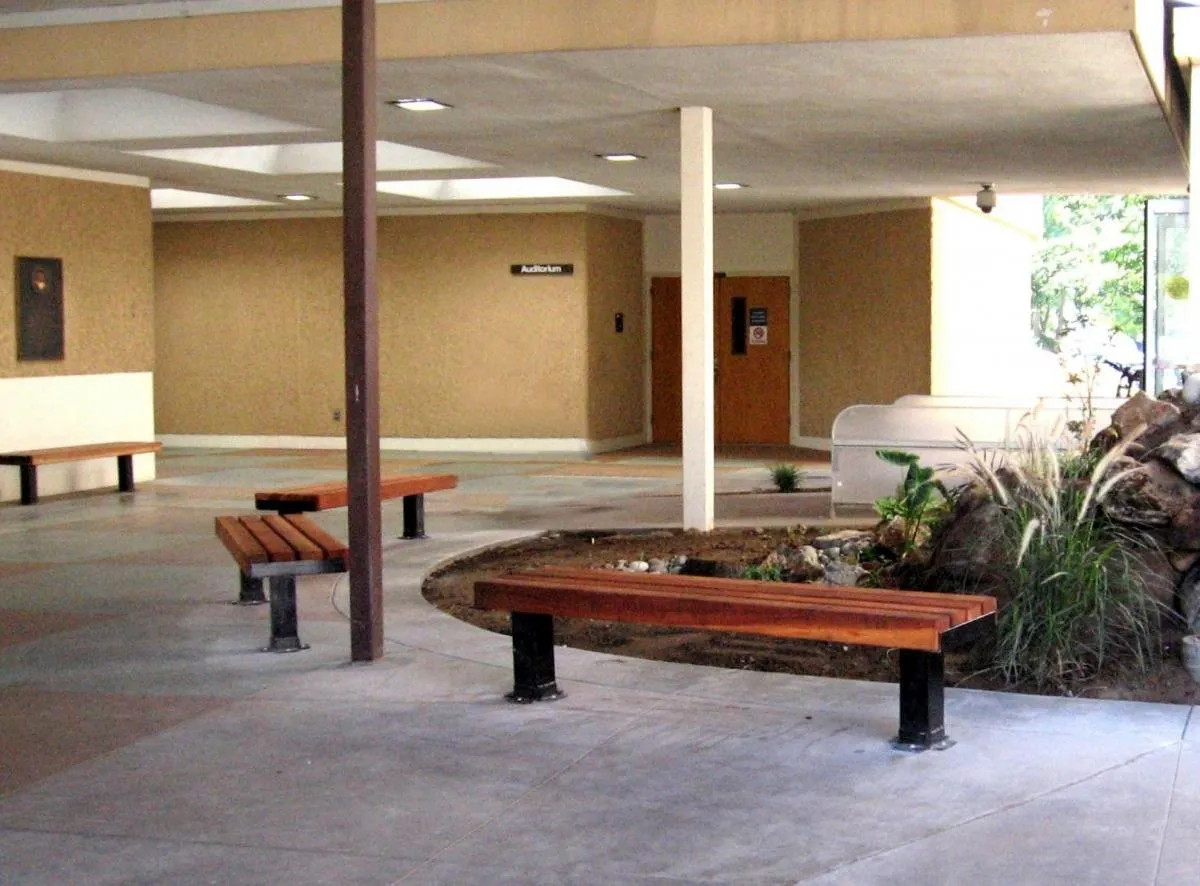 VA Wooden Bench in Veteran's Hospital