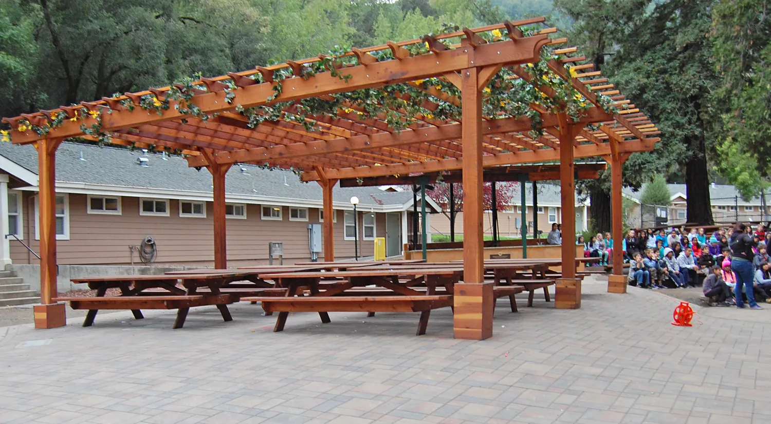 Wooden Garden Pergolas in Via West Services Campground