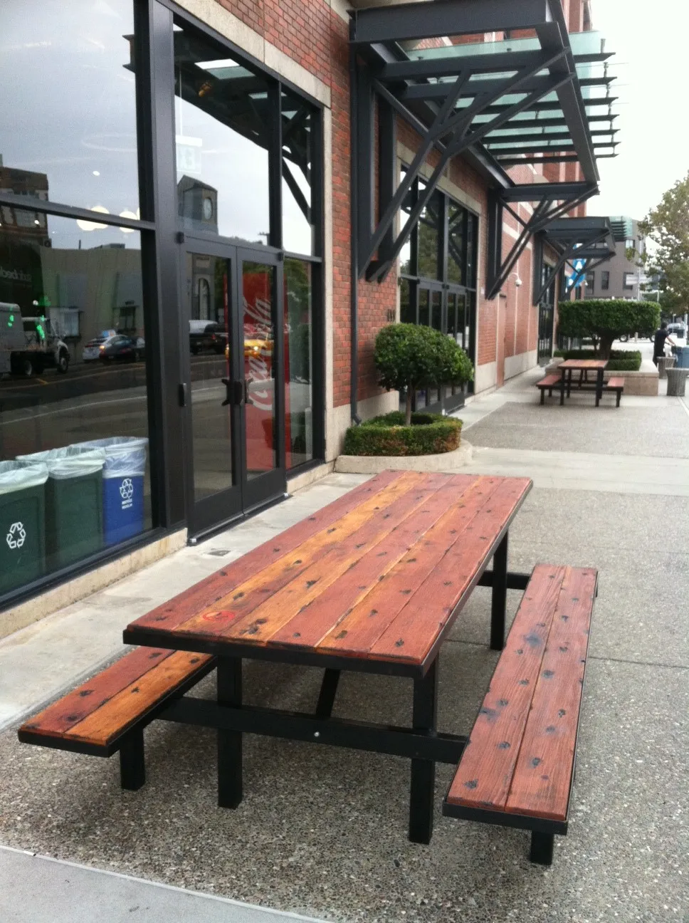 Custom Attached Picnic Table with Metal Frames in Zynga Headquarters