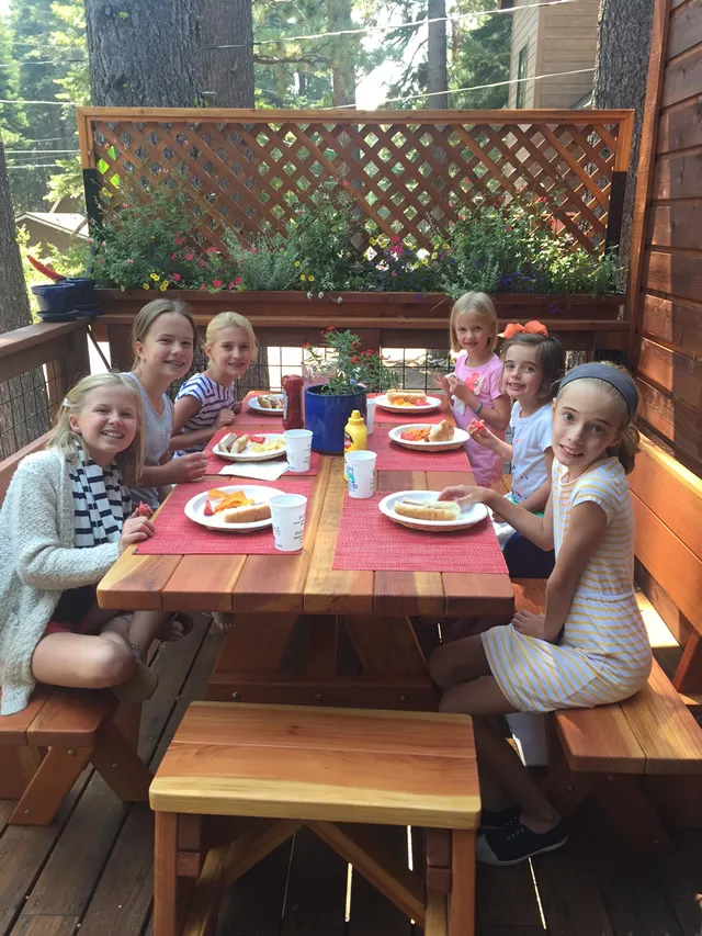 Tables at the home of Meredith L, Tahoma, CA