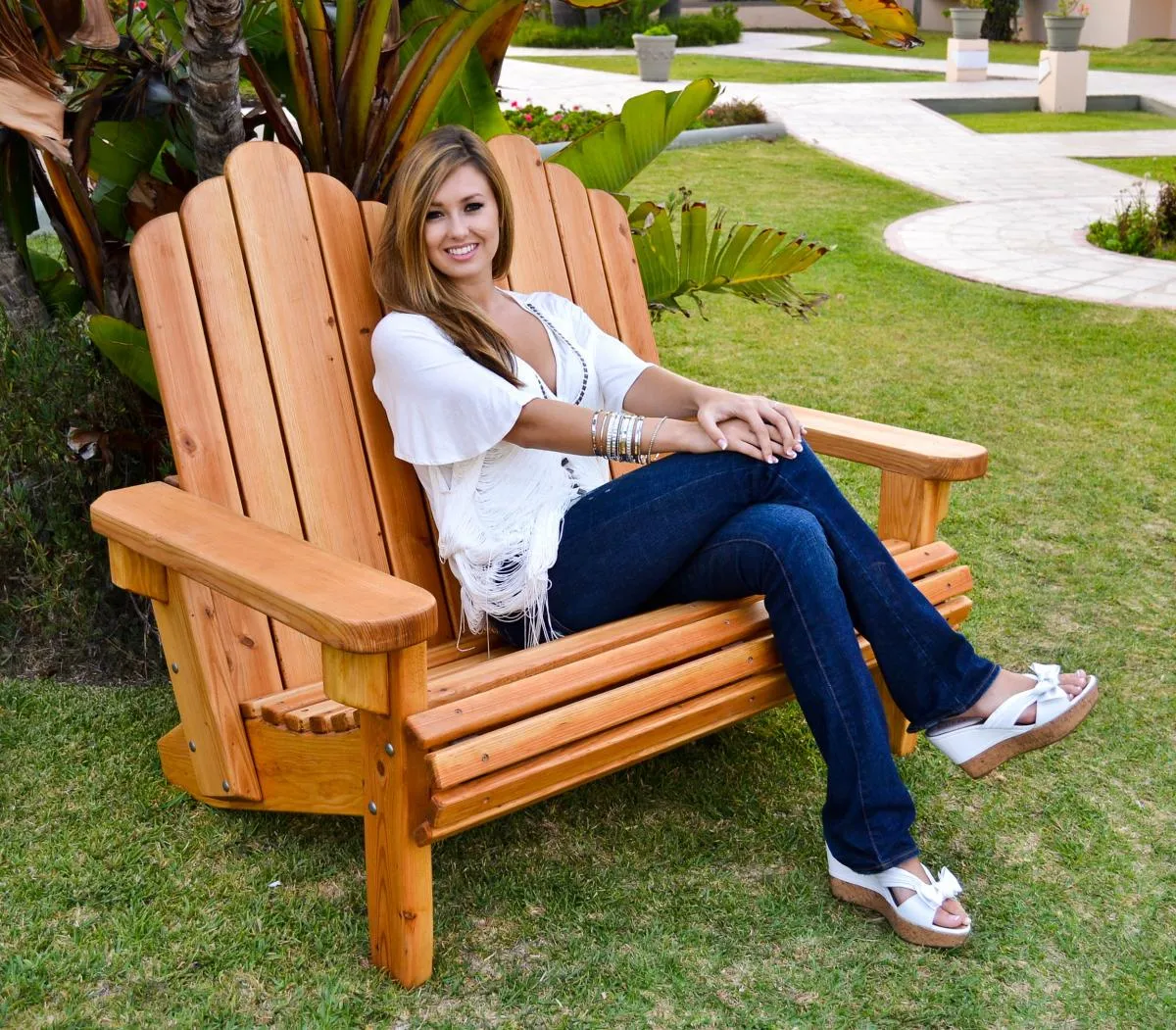 Adirondack Wooden Loveseat