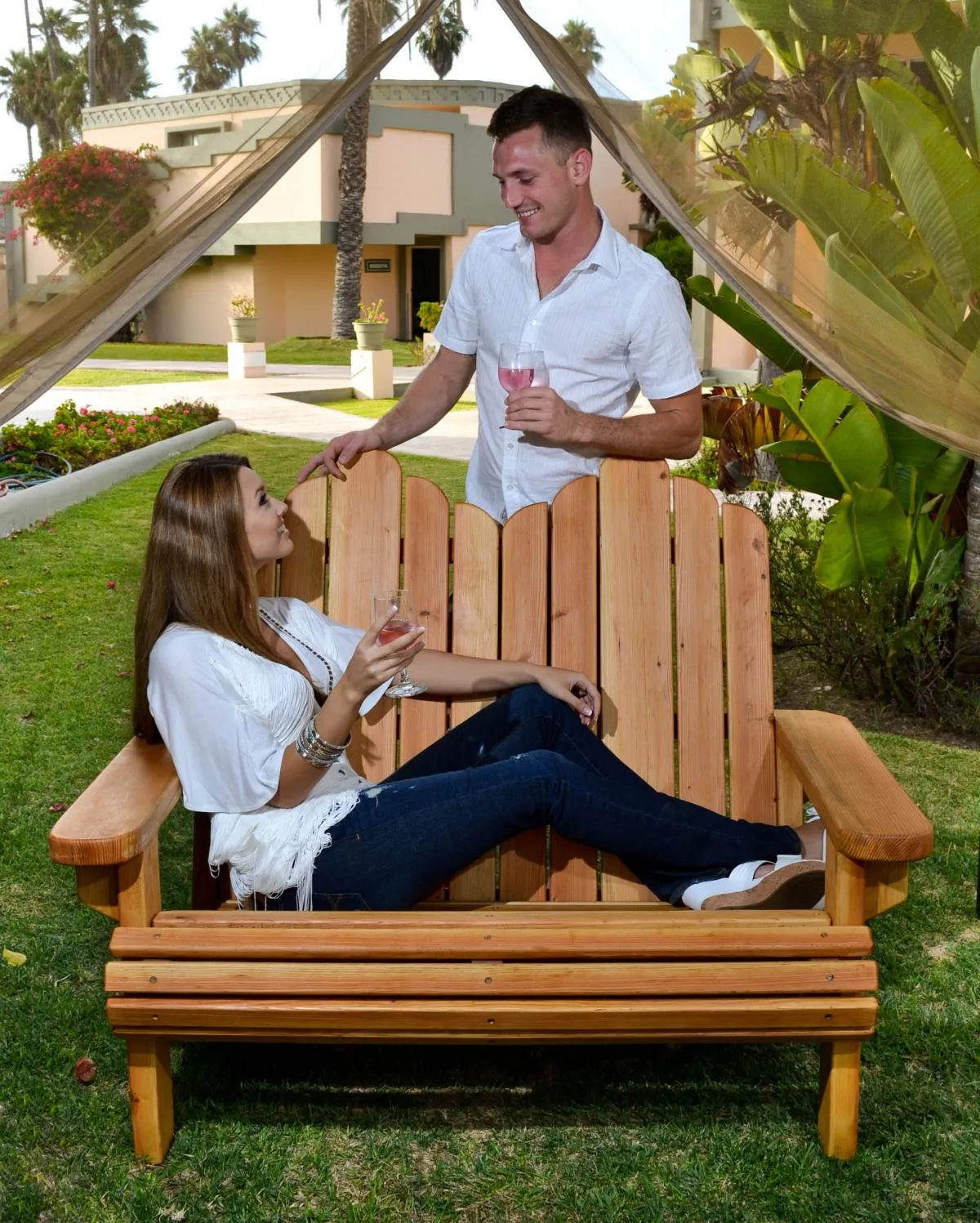 Adirondack Wooden Loveseat