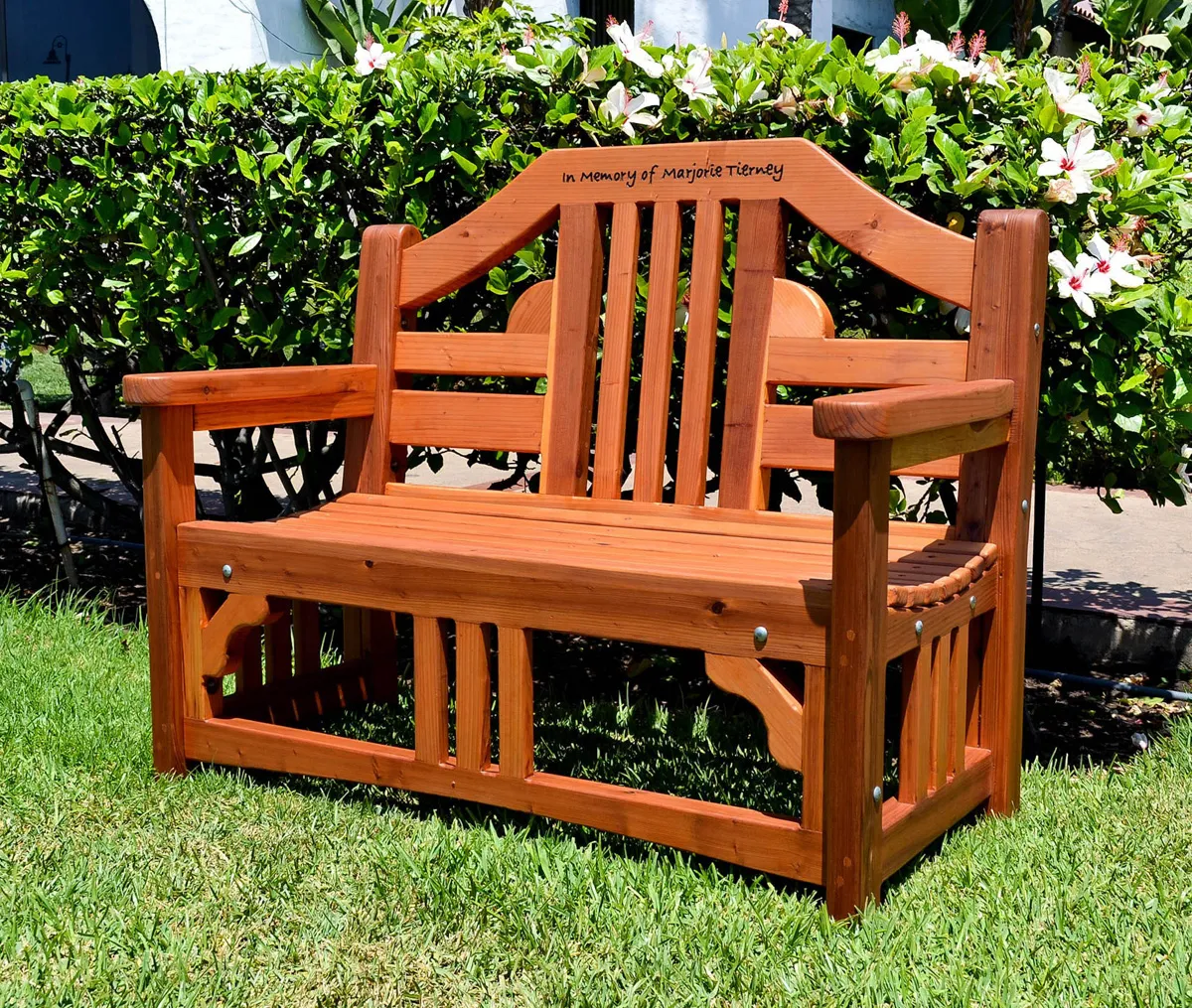 Alan's Engraved Wood Bench