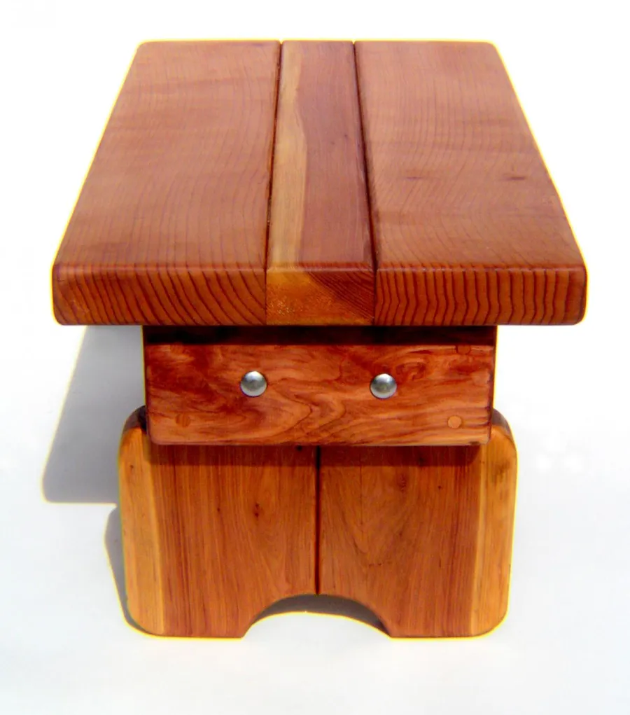Angel's Natural Redwood Side Table (Options: 36" L, 14" W, California Redwood, 14" H, Transparent Premium Sealant).