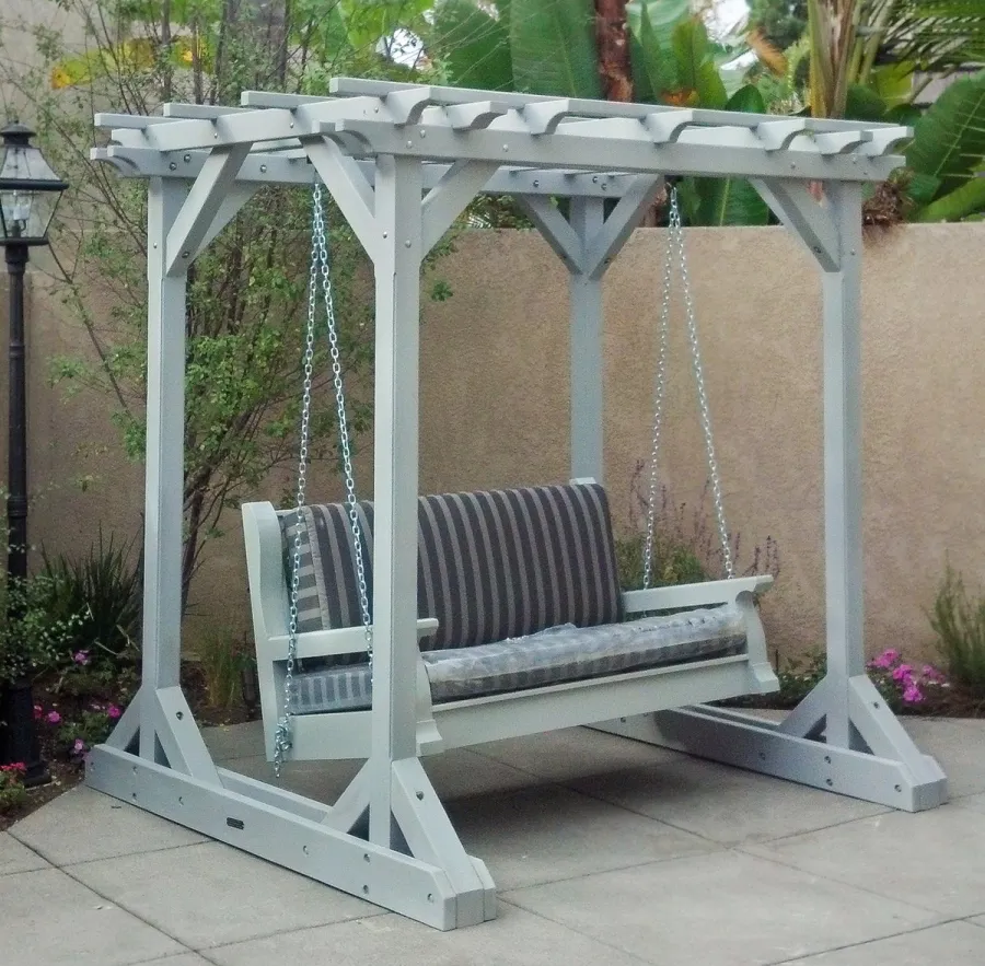 Custom Angel's Trellis Swing (Options: 7' x 5', Douglas-fir, Open Roof Instead of Lattice Panels, Classic Bench Swing, Custom Finish).