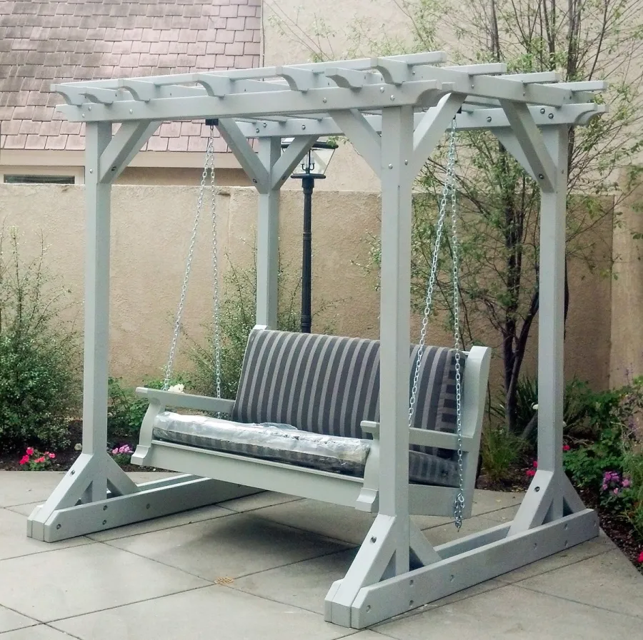 Custom Angel's Trellis Swing (Options: 7' x 5', Douglas-fir, Open Roof Instead of Lattice Panels, Classic Bench Swing, Custom Finish).