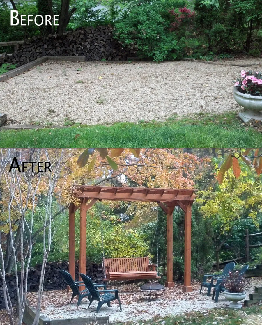 Custom Angel's Trellis Swing (Options: 12' x 5', Mature Redwood, Open Roof Instead of Lattice Panels, Classic Bench Swing, Transparent Premium Sealant).