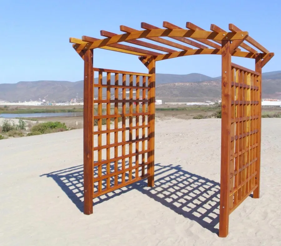 Custom sized Arched Garden Arbor (Options: 96" W x 96" D, Mature Redwood, No Anchor Kit, Transparent Premium Sealant). If you'd like a custom sized arbor, just let us know.