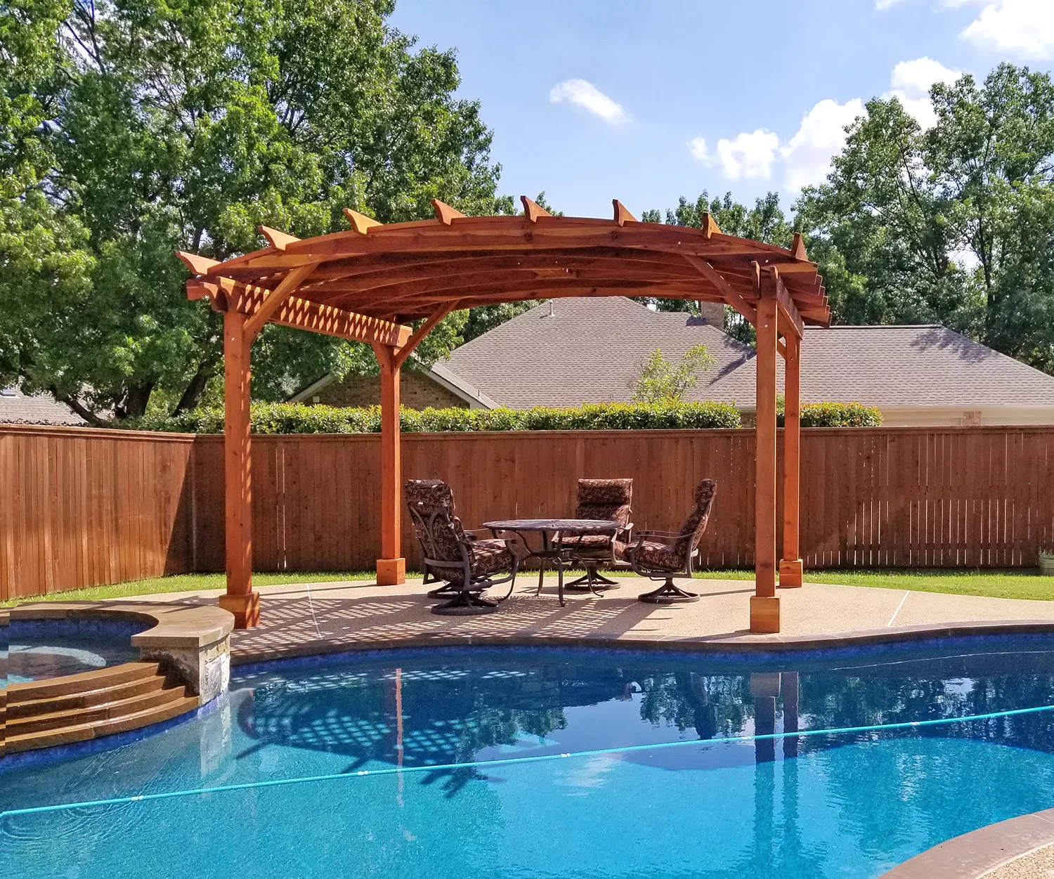 Arched Pergola Kit, 12' L x 16' Arc W, California Redwood, in Coppell, Texas